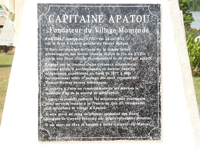 Plaque commémorative d'Apatou, guide d'Henri Coudreau